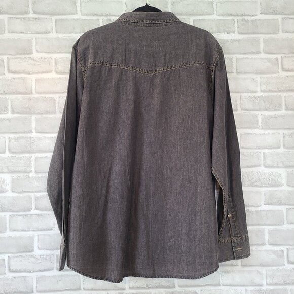 Lazer Charcoal Chambray Lightweight Denim Shirt NEW Mens Lg Western Streetwear - Picture 2 of 8